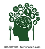 alimentos, para, sano, cerebro