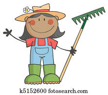 Black Farmer Girl Holding A Rake Black Farmer Girl Holding A Rake