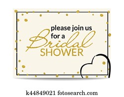 Bridal shower invitation with gold glitter text and dots Bridal shower invitation with gold glitter text and dots