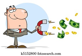 Businessman Using A Magnet Businessman Using A Magnet