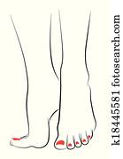 Female Feet with Red Pedicure Female Feet with Red Pedicure