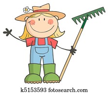 Gardening Girl Waving A Greeting Gardening Girl Waving A Greeting