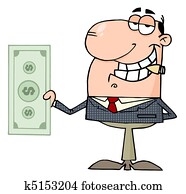Happy Businessman Shows Big Dollar 