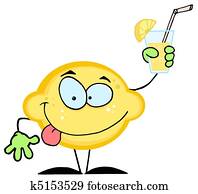 Lemon Character Holding Lemon Character Holding