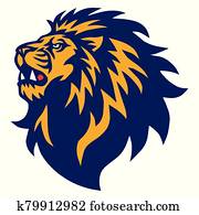 Lion Head Roaring Logo Esport Mascot Design Lion Head Roaring Logo Esport Mascot Design