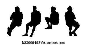 people seated outdoor silhouettes set 12