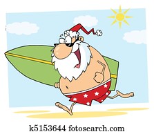 Santa Running On A Beach Santa Running On A Beach