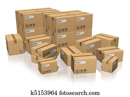 Set of different cardboard boxes