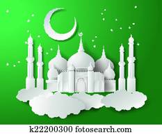 vektor, von, papier, mosque. vektor, von, papier, mosque.