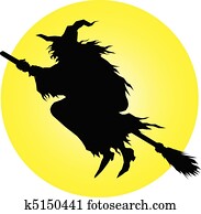 witch fly vector silhouettes witch fly vector silhouettes