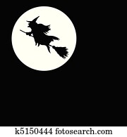 witch on moon illustration