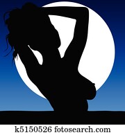 woman sexy body in the moonlight