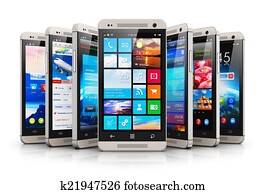 אוסף, של, מודרני, touchsreen, smartphones