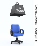 3d, כסא של משרד, מתחת, שקלל