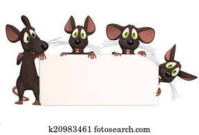 cartoon mice with a blank board