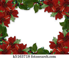 Christmas Holly Poinsettia border Christmas Holly Poinsettia border