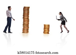 Concept of inequal pay and gender gap between man woman