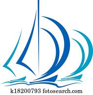 dinâmico, movimento, de, veleiros