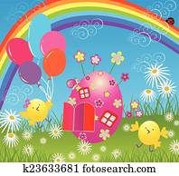 Easter card with balloon