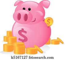 Funny Cartoon of a Piggy Bank Funny Cartoon of a Piggy Bank