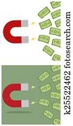 magnet, anziehen, bargeld, geld