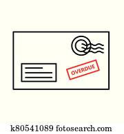 overdue bill envelope icon - vector illustration overdue bill envelope icon - vector illustration