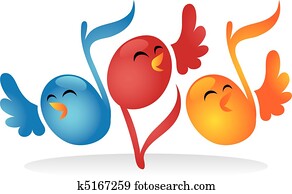 Singing Musical Note Birds Singing Musical Note Birds
