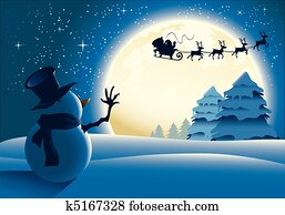 só, boneco neve, waving, para, santa