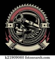 Vintage Biker Skull Emblem Vintage Biker Skull Emblem