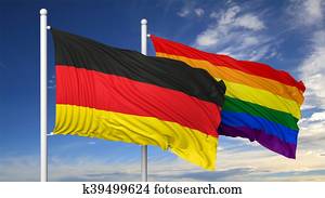 3d rendering gay flag with Germany flag 3d rendering gay flag with Germany flag