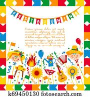 Festa Junina village festival in Brasil. Banner layout. Festa Junina village festival in Brasil. Banner layout.