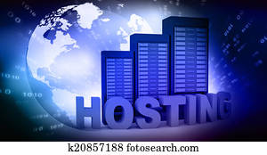 Hosting with computer servers on abstract background Hosting with computer servers on abstract background