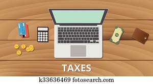 imposto, impostos, administre, orçamento, e, documento, uso, dinheiro, calculadora