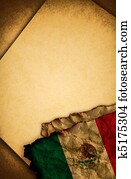 Mexican flag and old paper Mexican flag and old paper