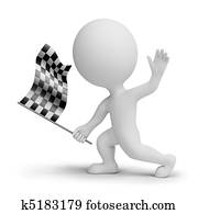 3d small people whitch a checkered flag 3d small people whitch a checkered flag