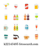 Beverage full color icon set Beverage full color icon set