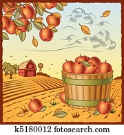 Landscape with apple harvest Landscape with apple harvest
