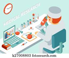 Medical research 3d isometric concept Medical research 3d isometric concept