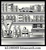 Retro store black and white Retro store black and white