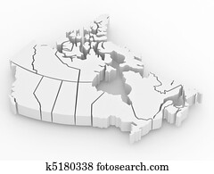 Three-dimensional map of Canada. 3d Three-dimensional map of Canada. 3d