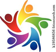 trabajo en equipo, unidad, gente, logotipo