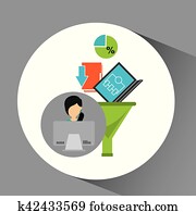 woman black hair using computer data analysis