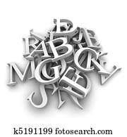 Alphabet letters poured in a heap Alphabet letters poured in a heap