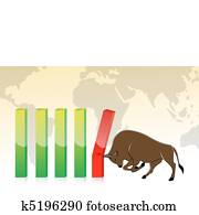 business graph with bull