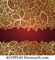Golden leaf lace on red background Golden leaf lace on red background