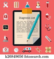 Medical template background with white sheet of paper