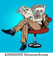 Newspaper reading man Newspaper reading man