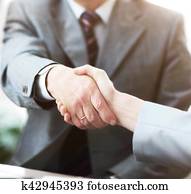pessoas negócio, apertar mão, acabamento, cima, um, reunião