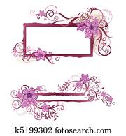 Pink floral frame & banner design