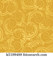 Seamless, dourado, redemoinhos, papel parede